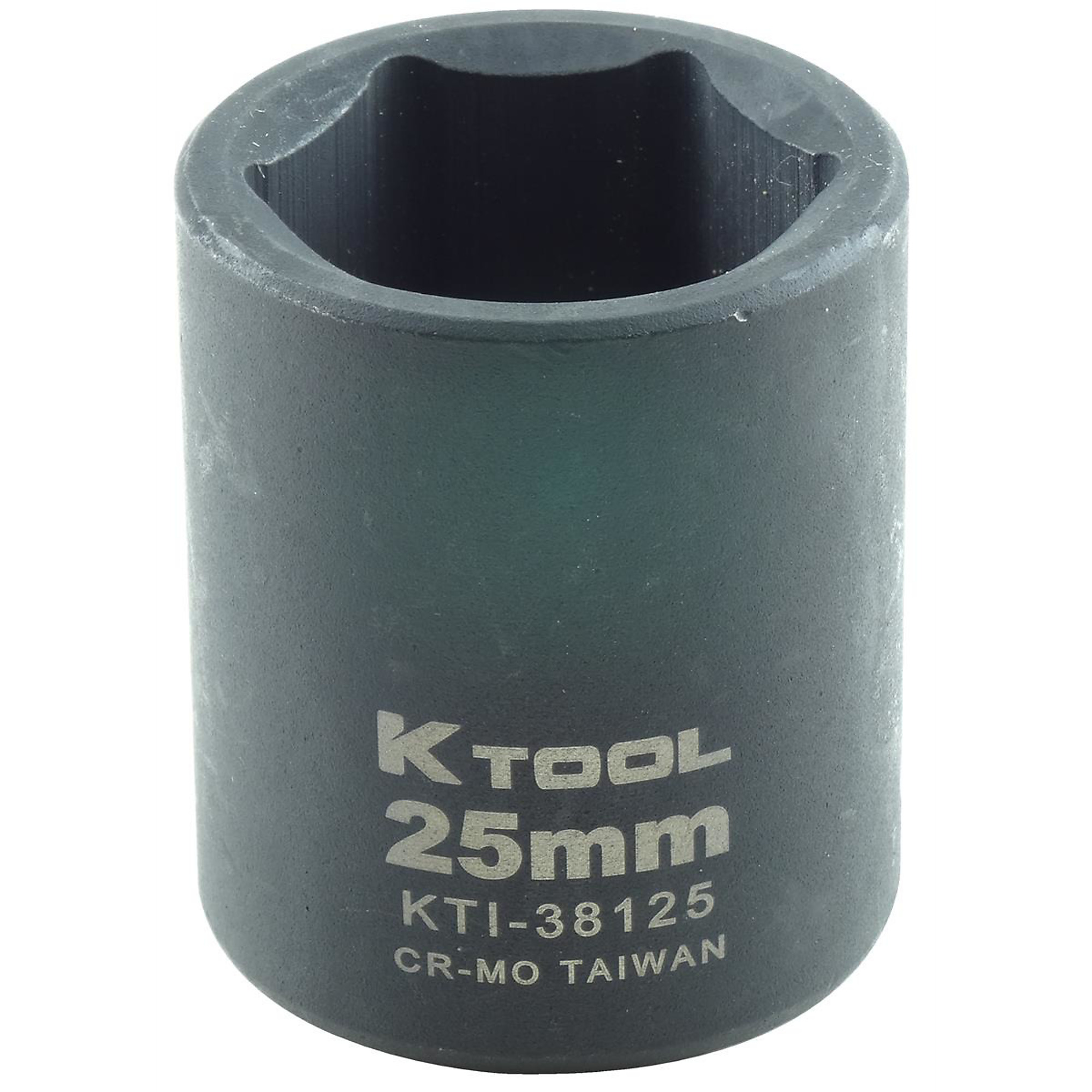 K Tool International Impact Socket — 25mm, 1/2in. Drive, 6-Point, Chrome-Moly Steel, Model# KTI38125